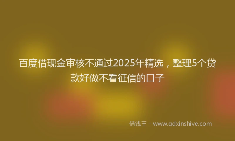百度借现金审核不通过2025年精选，整理5个贷款好做不看征信的口子