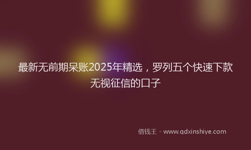 最新无前期呆账2025年精选，罗列五个快速下款无视征信的口子