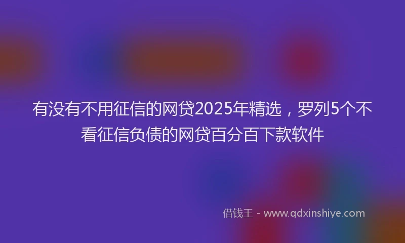 有没有不用征信的网贷2025年精选，罗列5个不看征信负债的网贷百分百下款软件