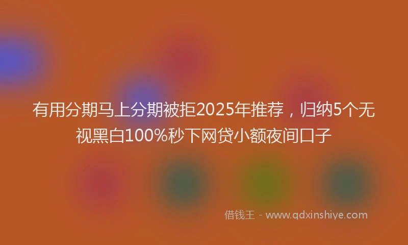有用分期马上分期被拒2025年推荐，归纳5个无视黑白100%秒下网贷小额夜间口子