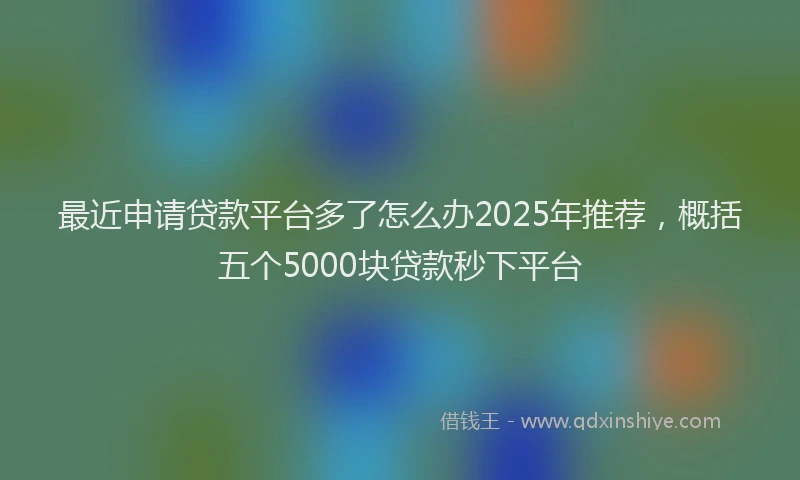 最近申请贷款平台多了怎么办2025年推荐，概括五个5000块贷款秒下平台