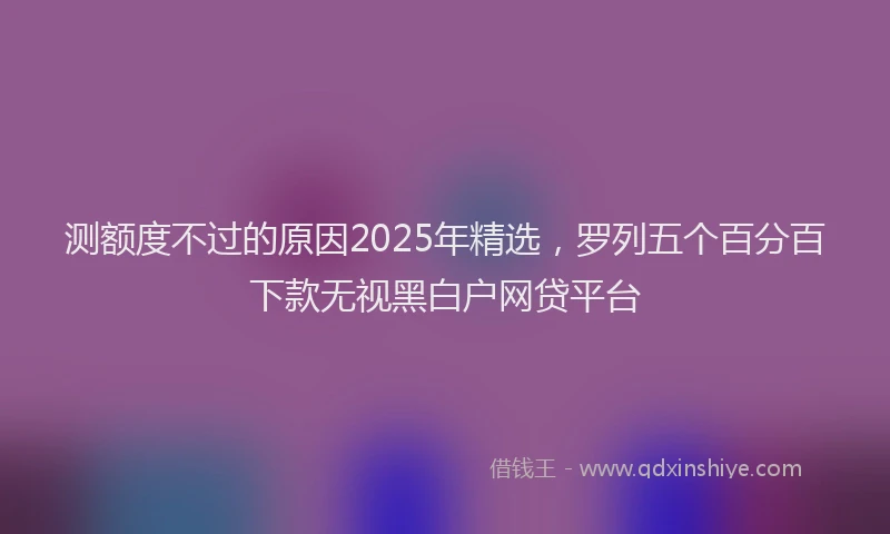 测额度不过的原因2025年精选，罗列五个百分百下款无视黑白户网贷平台