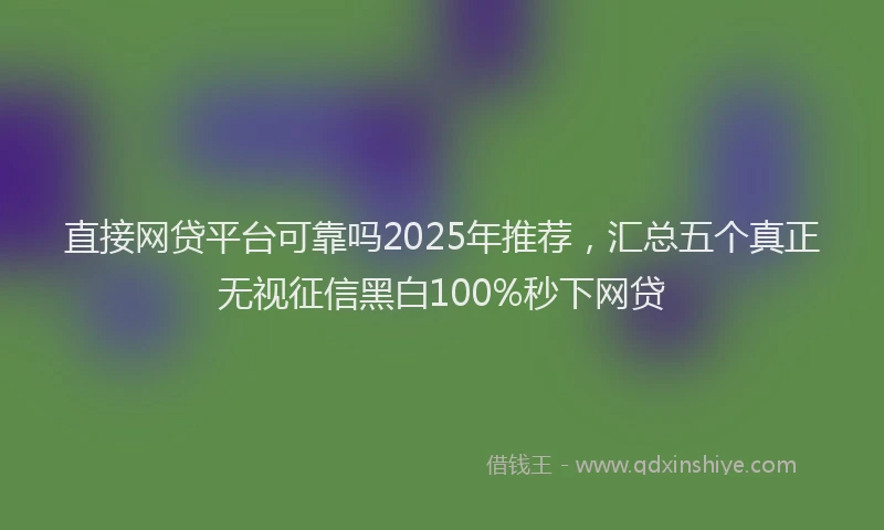 直接网贷平台可靠吗2025年推荐，汇总五个真正无视征信黑白100%秒下网贷