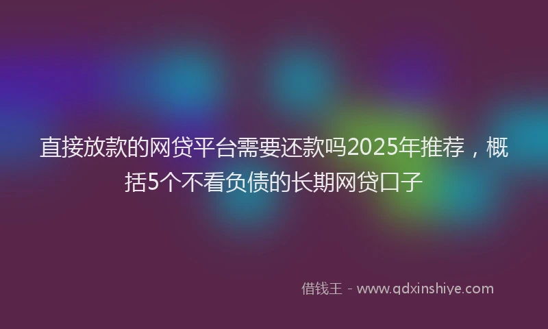 直接放款的网贷平台需要还款吗2025年推荐，概括5个不看负债的长期网贷口子