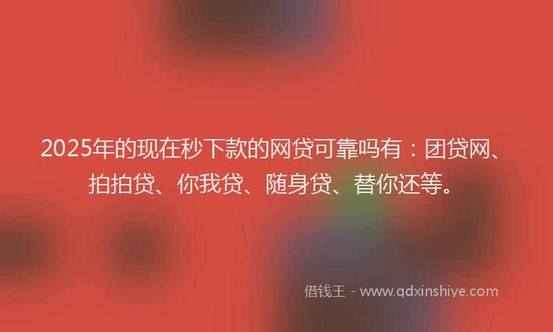 2025年的现在秒下款的网贷可靠吗有：团贷网、拍拍贷、你我贷、随身贷、替你还等。