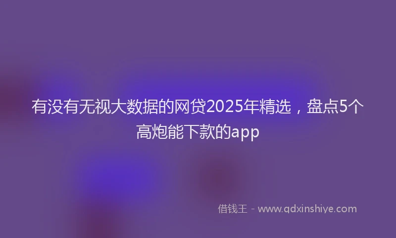 有没有无视大数据的网贷2025年精选，盘点5个高炮能下款的app