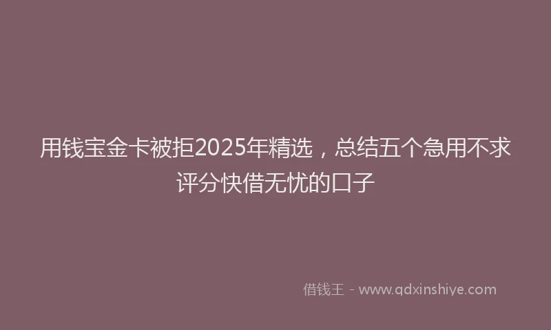 用钱宝金卡被拒2025年精选，总结五个急用不求评分快借无忧的口子