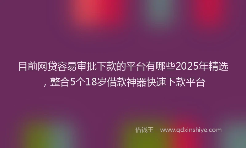 目前网贷容易审批下款的平台有哪些2025年精选，整合5个18岁借款神器快速下款平台