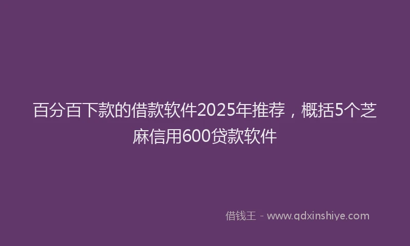 百分百下款的借款软件2025年推荐，概括5个芝麻信用600贷款软件