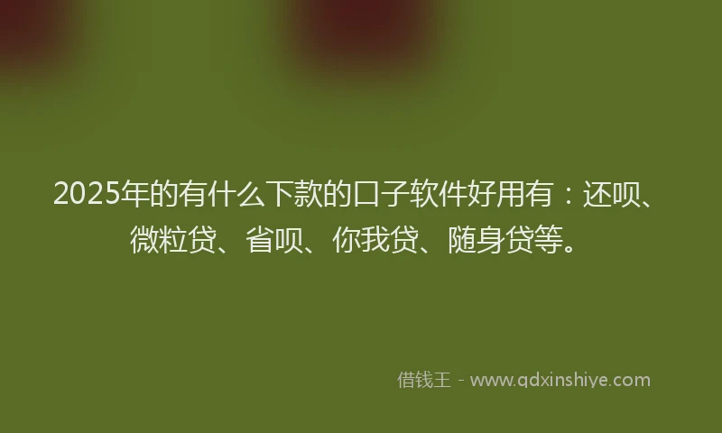 2025年的有什么下款的口子软件好用有：还呗、微粒贷、省呗、你我贷、随身贷等。