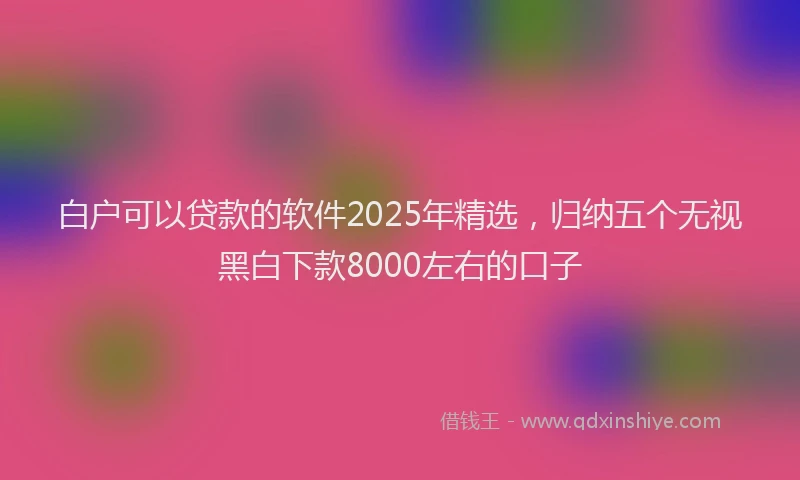 白户可以贷款的软件2025年精选，归纳五个无视黑白下款8000左右的口子