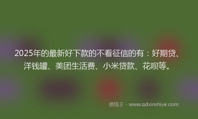 2025年的最新好下款的不看征信的有：好期贷、洋钱罐、美团生活费、小米贷款、花呗等。