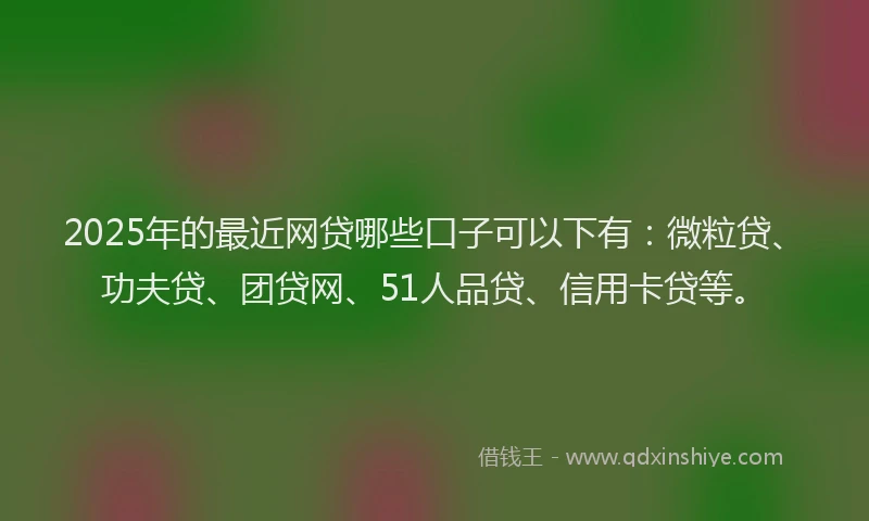 2025年的最近网贷哪些口子可以下有：微粒贷、功夫贷、团贷网、51人品贷、信用卡贷等。