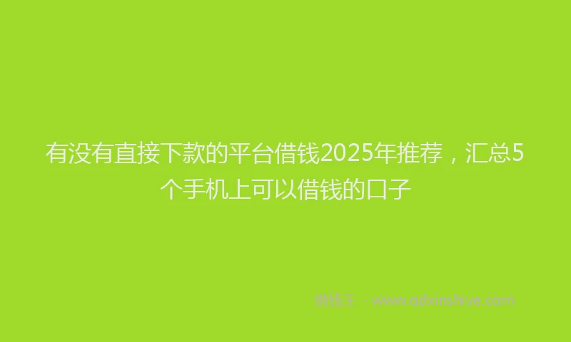 有没有直接下款的平台借钱2025年推荐，汇总5个手机上可以借钱的口子