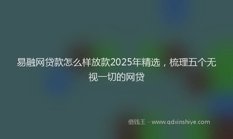 易融网贷款怎么样放款2025年精选，梳理五个无视一切的网贷