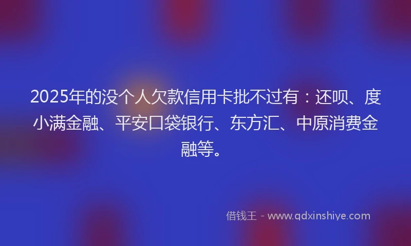 2025年的没个人欠款信用卡批不过有：还呗、度小满金融、平安口袋银行、东方汇、中原消费金融等。