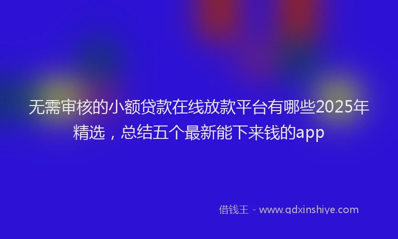 无需审核的小额贷款在线放款平台有哪些2025年精选，总结五个最新能下来钱的app