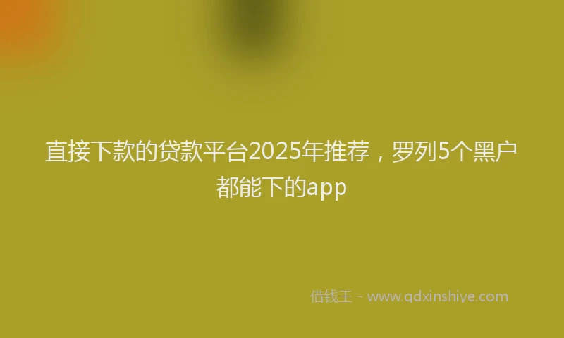 直接下款的贷款平台2025年推荐，罗列5个黑户都能下的app