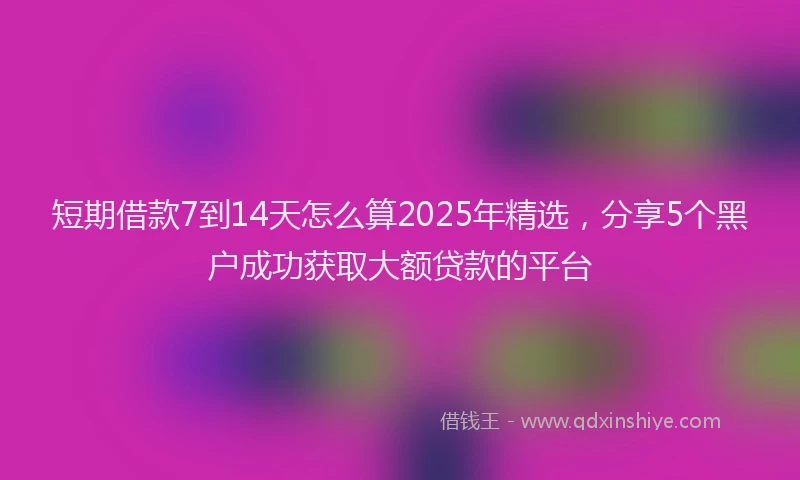 短期借款7到14天怎么算2025年精选，分享5个黑户成功获取大额贷款的平台