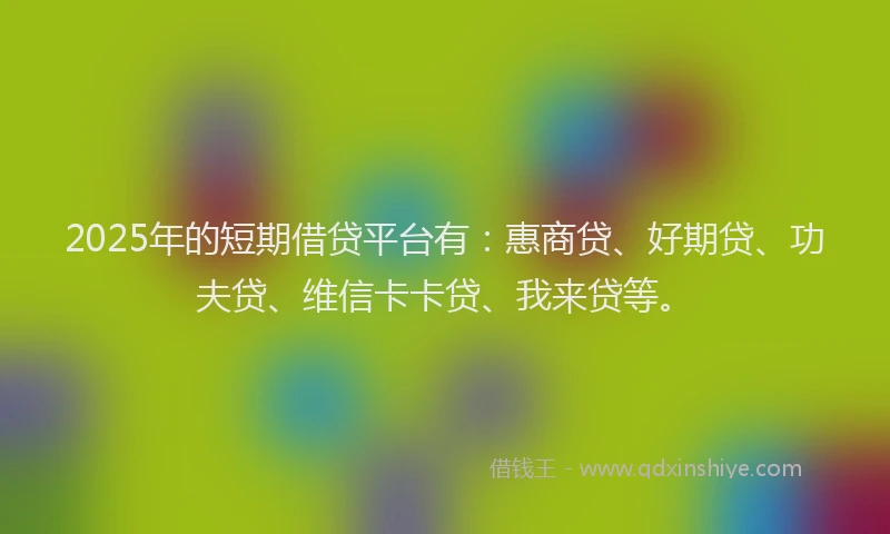 2025年的短期借贷平台有：惠商贷、好期贷、功夫贷、维信卡卡贷、我来贷等。