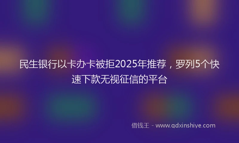 民生银行以卡办卡被拒2025年推荐，罗列5个快速下款无视征信的平台
