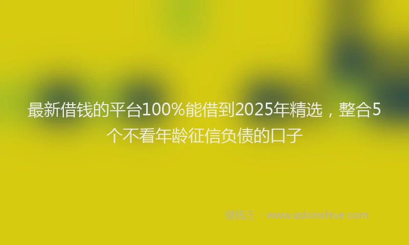 最新借钱的平台100%能借到2025年精选，整合5个不看年龄征信负债的口子