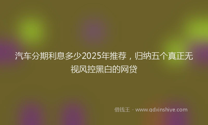 汽车分期利息多少2025年推荐，归纳五个真正无视风控黑白的网贷
