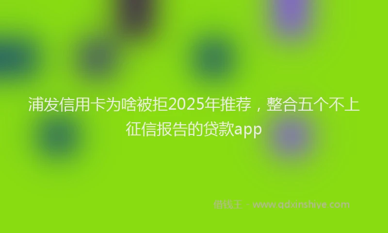 浦发信用卡为啥被拒2025年推荐，整合五个不上征信报告的贷款app