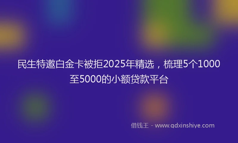 民生特邀白金卡被拒2025年精选，梳理5个1000至5000的小额贷款平台