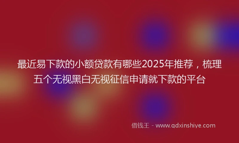 最近易下款的小额贷款有哪些2025年推荐，梳理五个无视黑白无视征信申请就下款的平台
