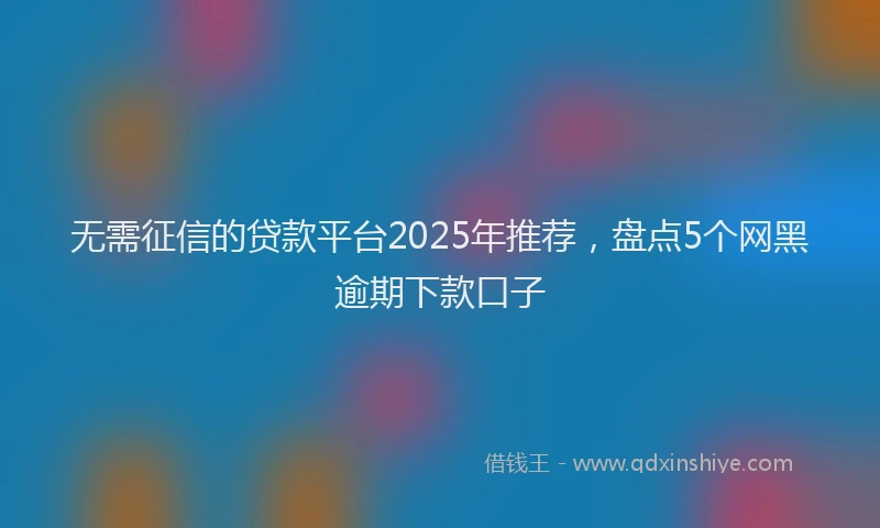 无需征信的贷款平台2025年推荐，盘点5个网黑逾期下款口子