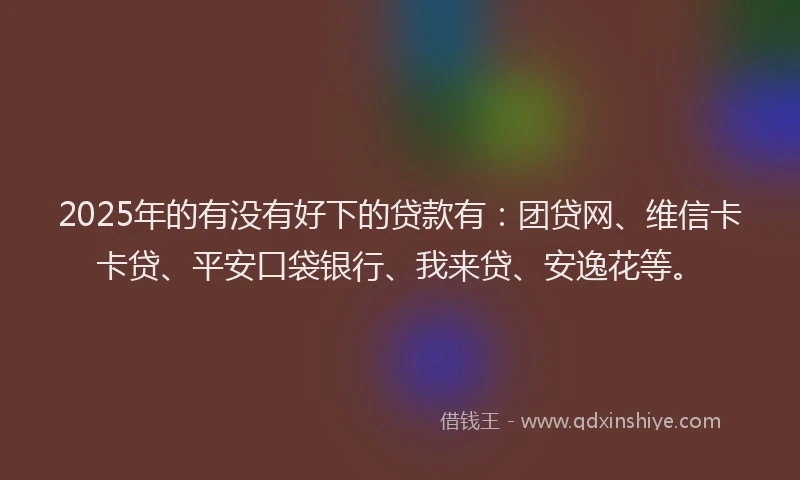 2025年的有没有好下的贷款有：团贷网、维信卡卡贷、平安口袋银行、我来贷、安逸花等。