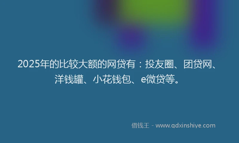 2025年的比较大额的网贷有：投友圈、团贷网、洋钱罐、小花钱包、e微贷等。