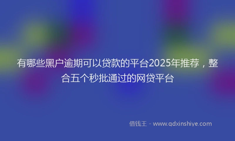 有哪些黑户逾期可以贷款的平台2025年推荐，整合五个秒批通过的网贷平台
