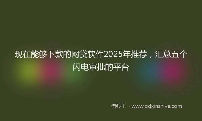 现在能够下款的网贷软件2025年推荐，汇总五个闪电审批的平台