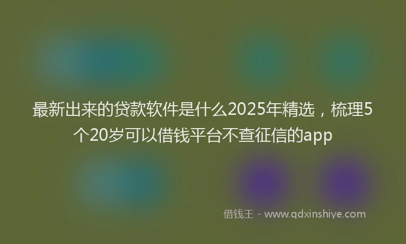 最新出来的贷款软件是什么2025年精选，梳理5个20岁可以借钱平台不查征信的app