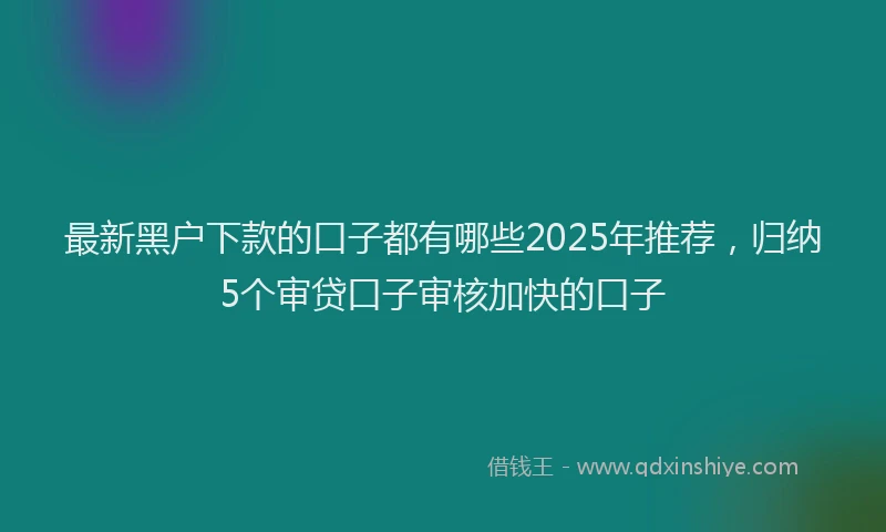 最新黑户下款的口子都有哪些2025年推荐，归纳5个审贷口子审核加快的口子