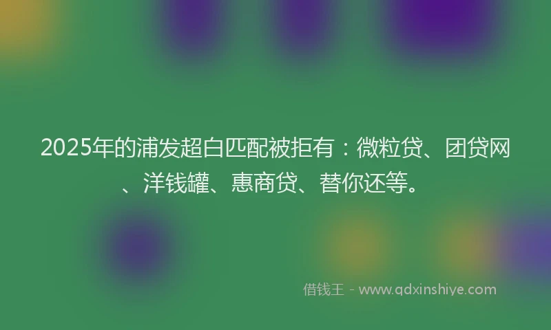 2025年的浦发超白匹配被拒有：微粒贷、团贷网、洋钱罐、惠商贷、替你还等。