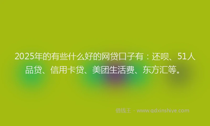 2025年的有些什么好的网贷口子有：还呗、51人品贷、信用卡贷、美团生活费、东方汇等。
