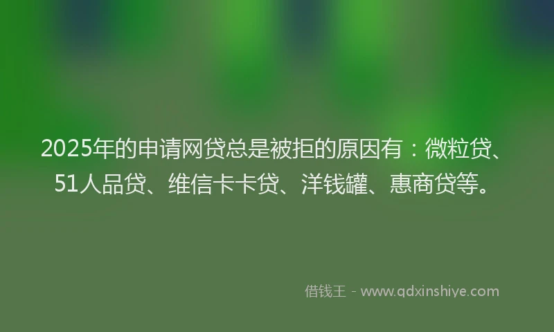 2025年的申请网贷总是被拒的原因有：微粒贷、51人品贷、维信卡卡贷、洋钱罐、惠商贷等。