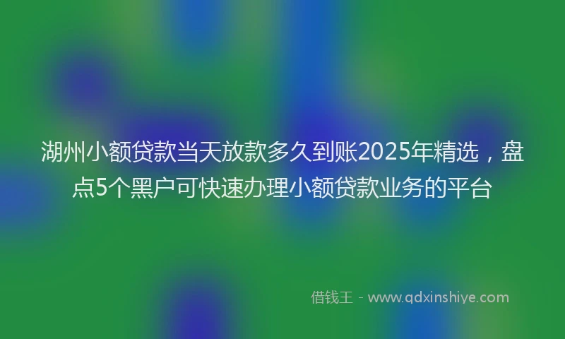 湖州小额贷款当天放款多久到账2025年精选，盘点5个黑户可快速办理小额贷款业务的平台