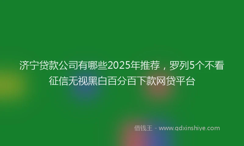济宁贷款公司有哪些2025年推荐，罗列5个不看征信无视黑白百分百下款网贷平台