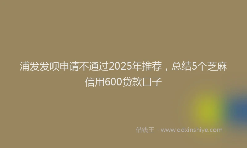 浦发发呗申请不通过2025年推荐，总结5个芝麻信用600贷款口子