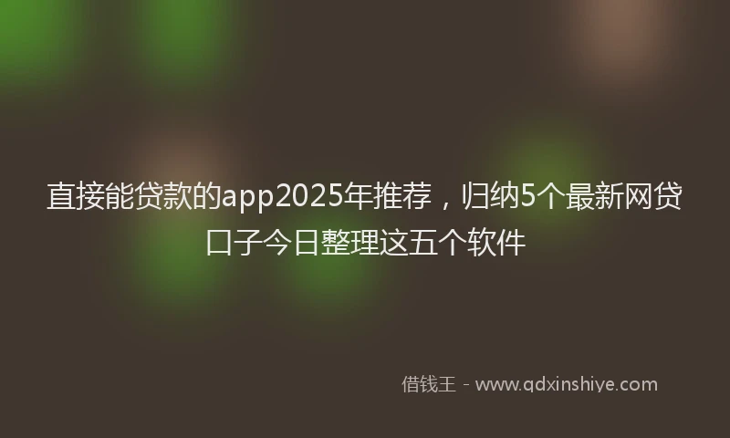 直接能贷款的app2025年推荐，归纳5个最新网贷口子今日整理这五个软件
