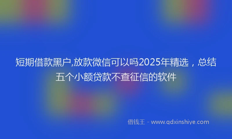 短期借款黑户,放款微信可以吗2025年精选，总结五个小额贷款不查征信的软件