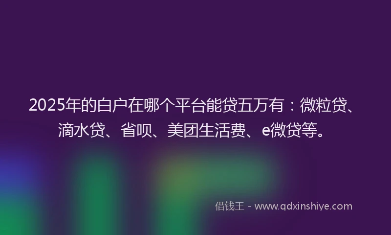 2025年的白户在哪个平台能贷五万有：微粒贷、滴水贷、省呗、美团生活费、e微贷等。
