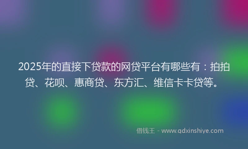 2025年的直接下贷款的网贷平台有哪些有：拍拍贷、花呗、惠商贷、东方汇、维信卡卡贷等。