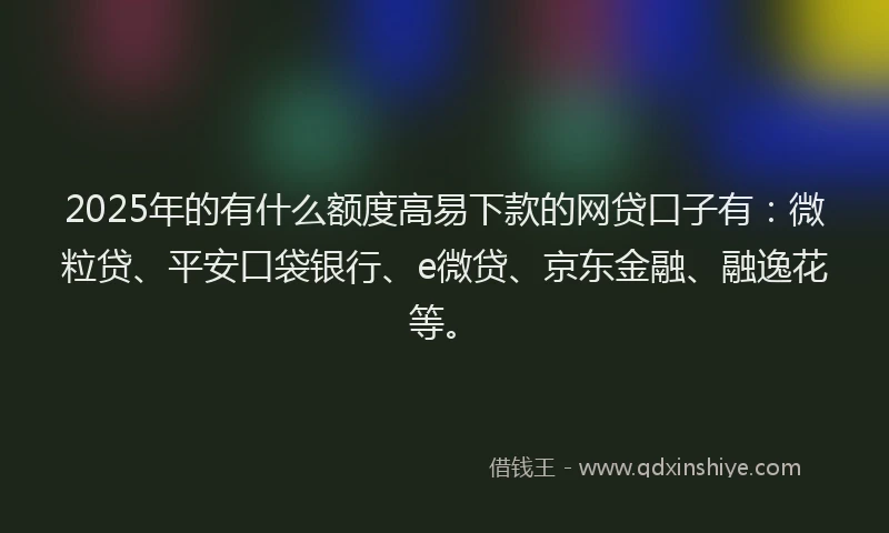 2025年的有什么额度高易下款的网贷口子有：微粒贷、平安口袋银行、e微贷、京东金融、融逸花等。