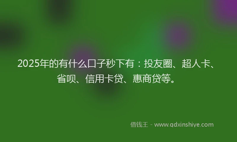 2025年的有什么口子秒下有：投友圈、超人卡、省呗、信用卡贷、惠商贷等。