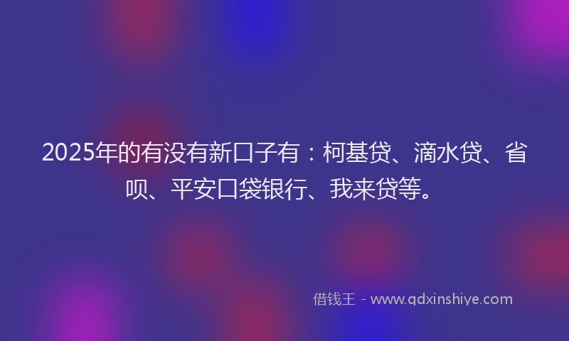 2025年的有没有新口子有：柯基贷、滴水贷、省呗、平安口袋银行、我来贷等。